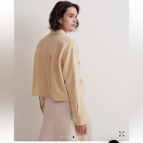 NWT Madewell Flannel Cargo Button-Up Shirt in Haystack White Women’s Size M - Picture 2 of 16